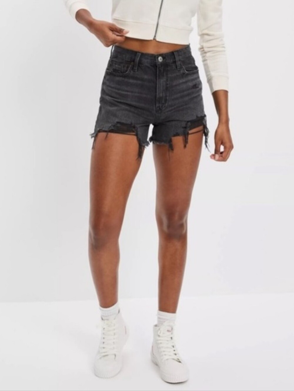 AE Black High Rise Boyfriend Shorts